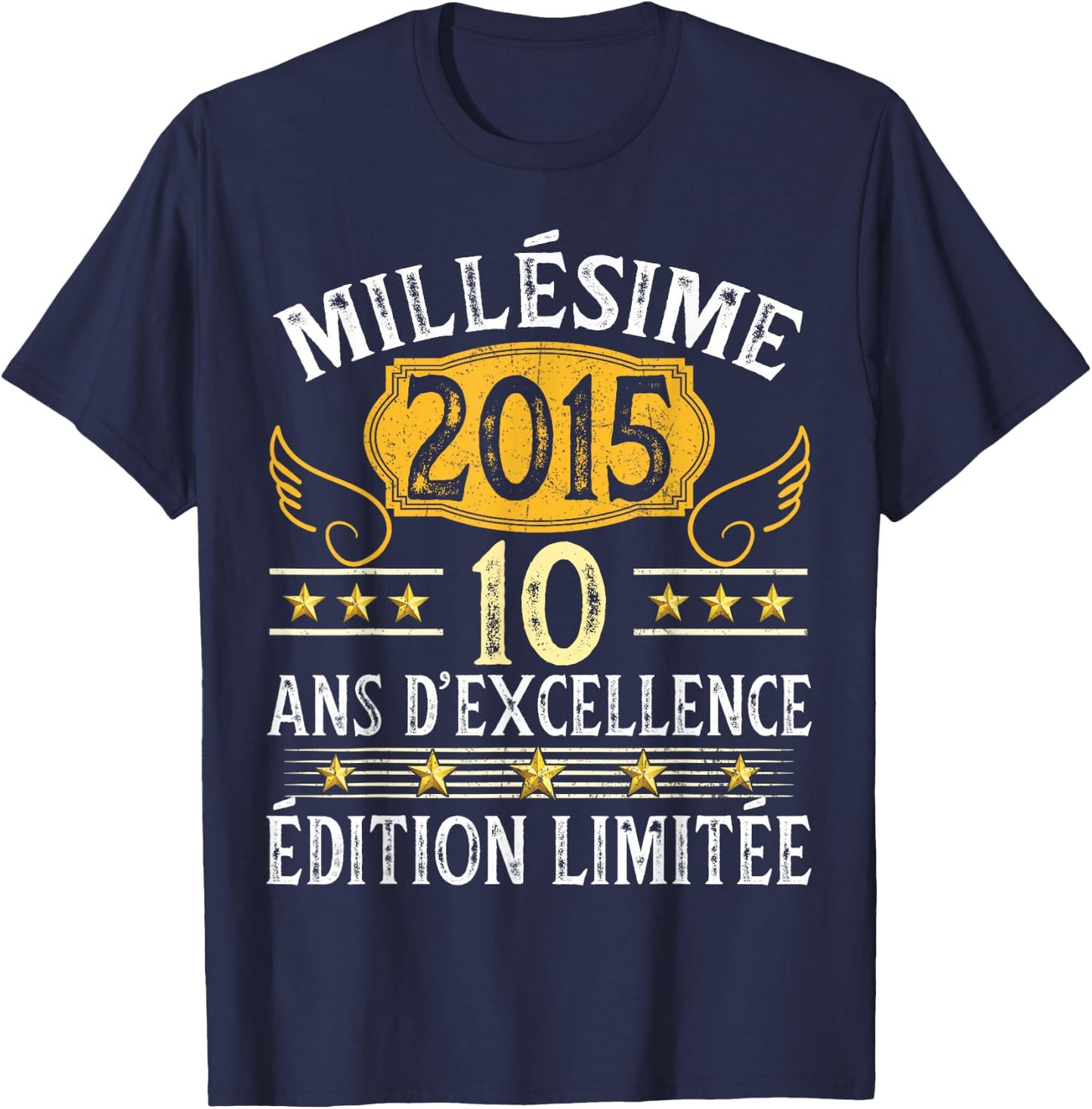Vintage 2015 10 Years Birthday Boy Girl Vintage 2015 , Black, S T-Shirt - T-Shirt | Navy