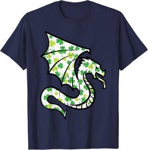 St Patricks Day Dragon Shamrocks Saint Pattys Women Kids Men T-Shirt - T-Shirt | Navy