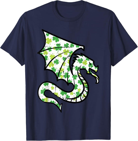 St Patricks Day Dragon Shamrocks Saint Pattys Women Kids Men T-Shirt - T-Shirt | Navy