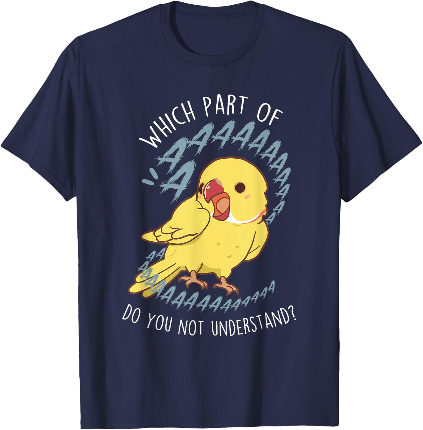 Lutino Indian Ringneck Parrot Aaa Funny Cute Yellow Bird Mom T-Shirt - T-Shirt | Navy