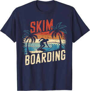 Retro Skim Boarding Skimboarding Sunset Beach Skim Rider T-Shirt - T-Shirt | Navy