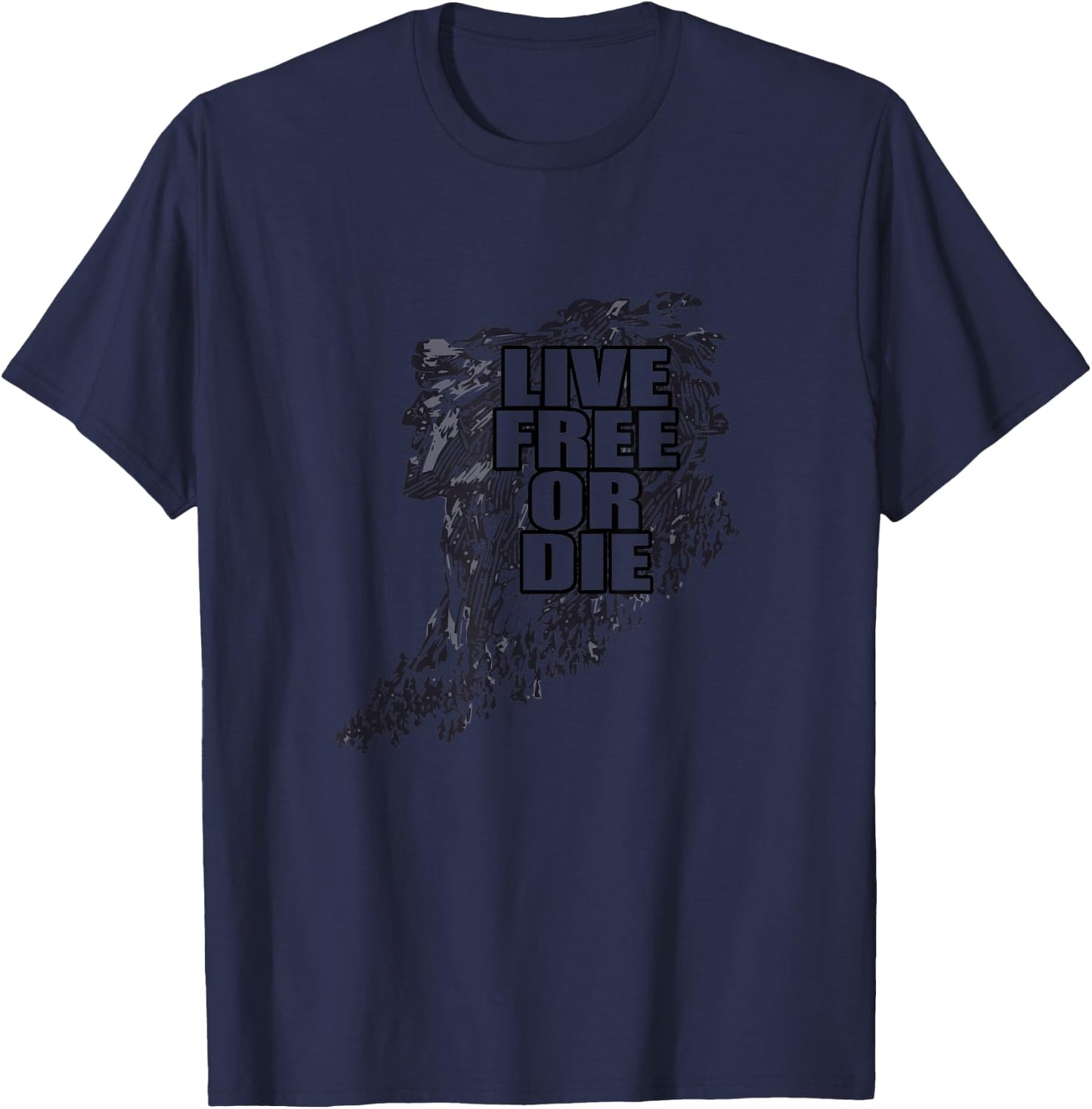 Live Free Or Die Old Man of The Mountain T-Shirt - T-Shirt | Navy