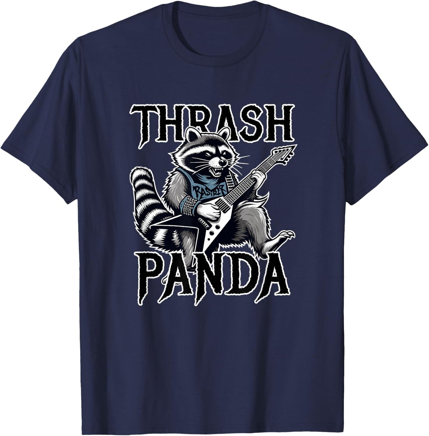 Heavy Metal Rock Raccoon Funny Trash Panda T-Shirt - T-Shirt | Navy