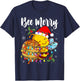 Bee Wears Santa Hat Xmas Lights T-Shirt - T-Shirt | Navy