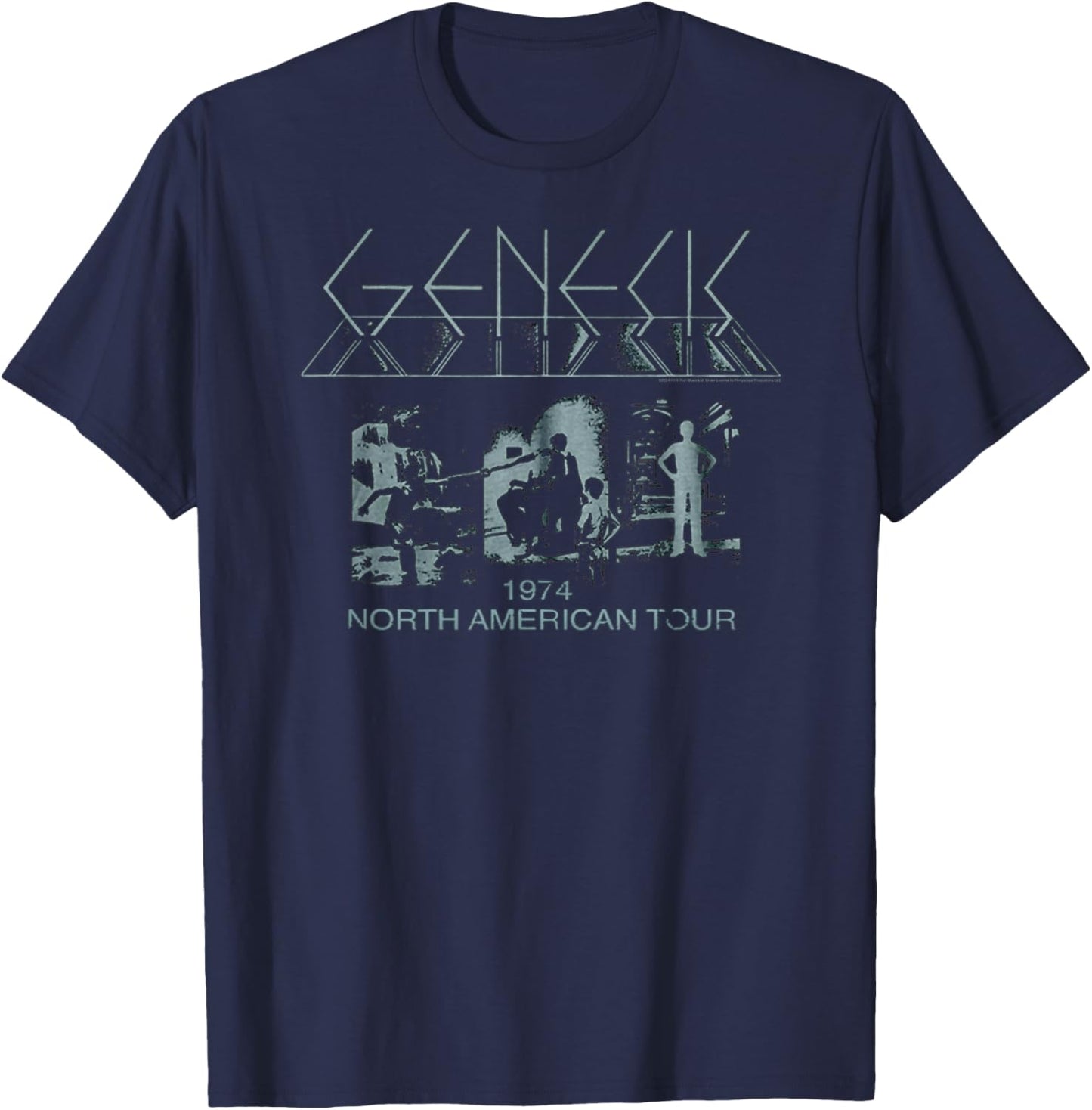 Genesis North American Tour 74 Rock Band Music , Black T-Shirt - T-Shirt | Navy