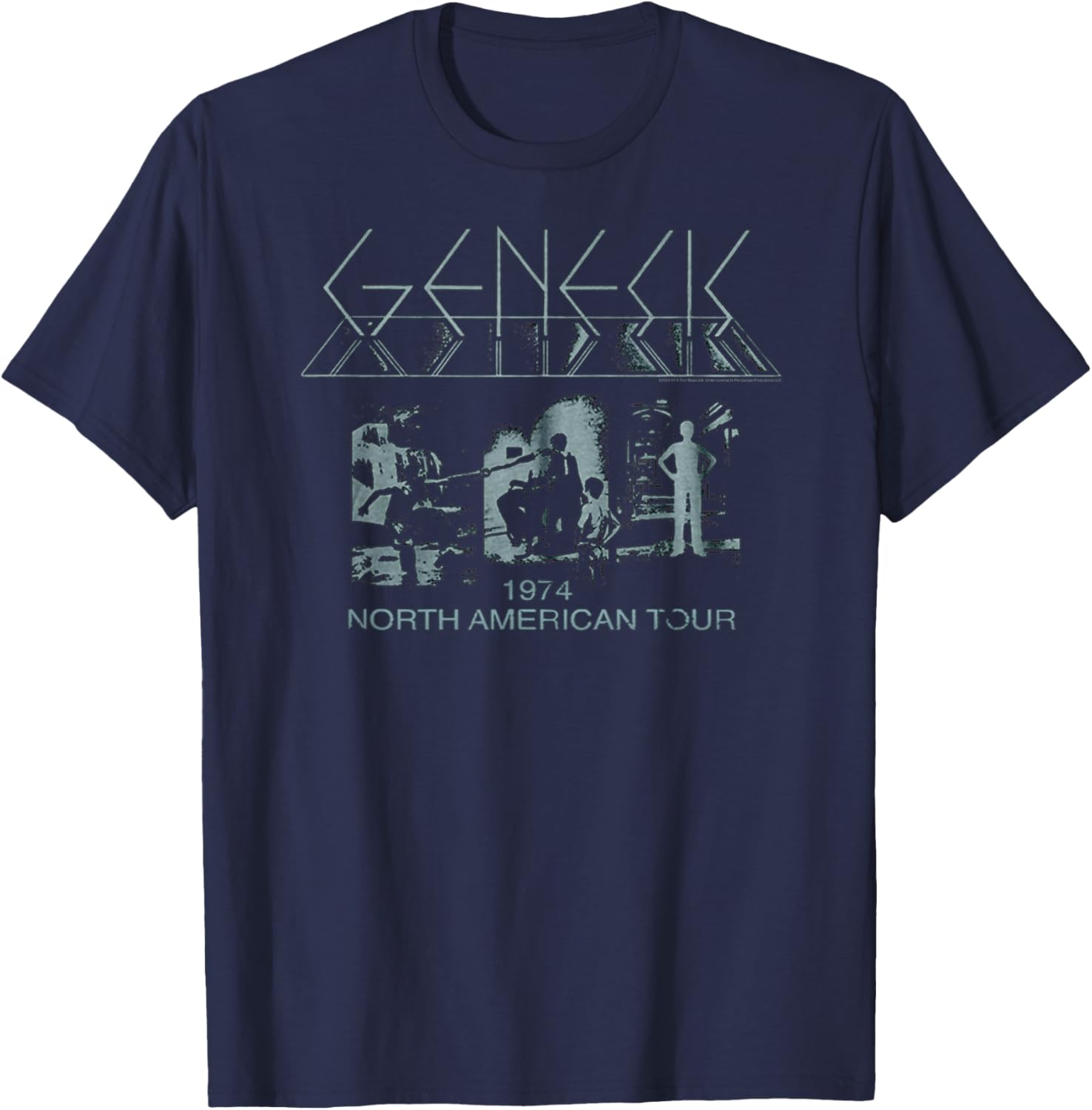 Genesis North American Tour 74 Rock Band Music , black T-Shirt - T-Shirt | Navy