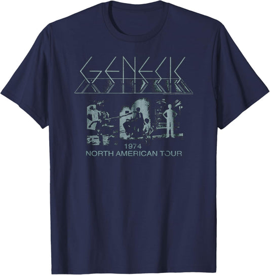 Genesis North American Tour 74 Rock Band Music , black T-Shirt - T-Shirt | Navy