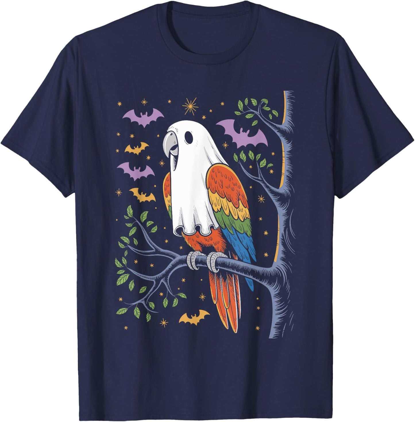Funny Ghost Parrot Lovers Spooky Halloween Costume T-Shirt - T-Shirt | Navy