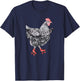 Cute Roller Skating Chicken - Barred Rock Hen Roller Derby T-Shirt - T-Shirt | Navy