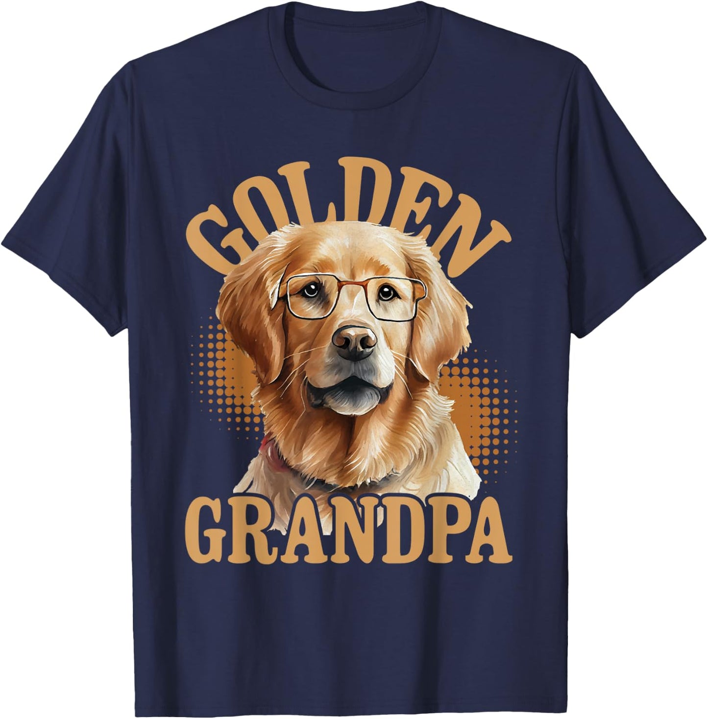 Golden Grandpa - American Flag Dog Owner Canine Lover Women Men T-Shirt - T-Shirt | Navy