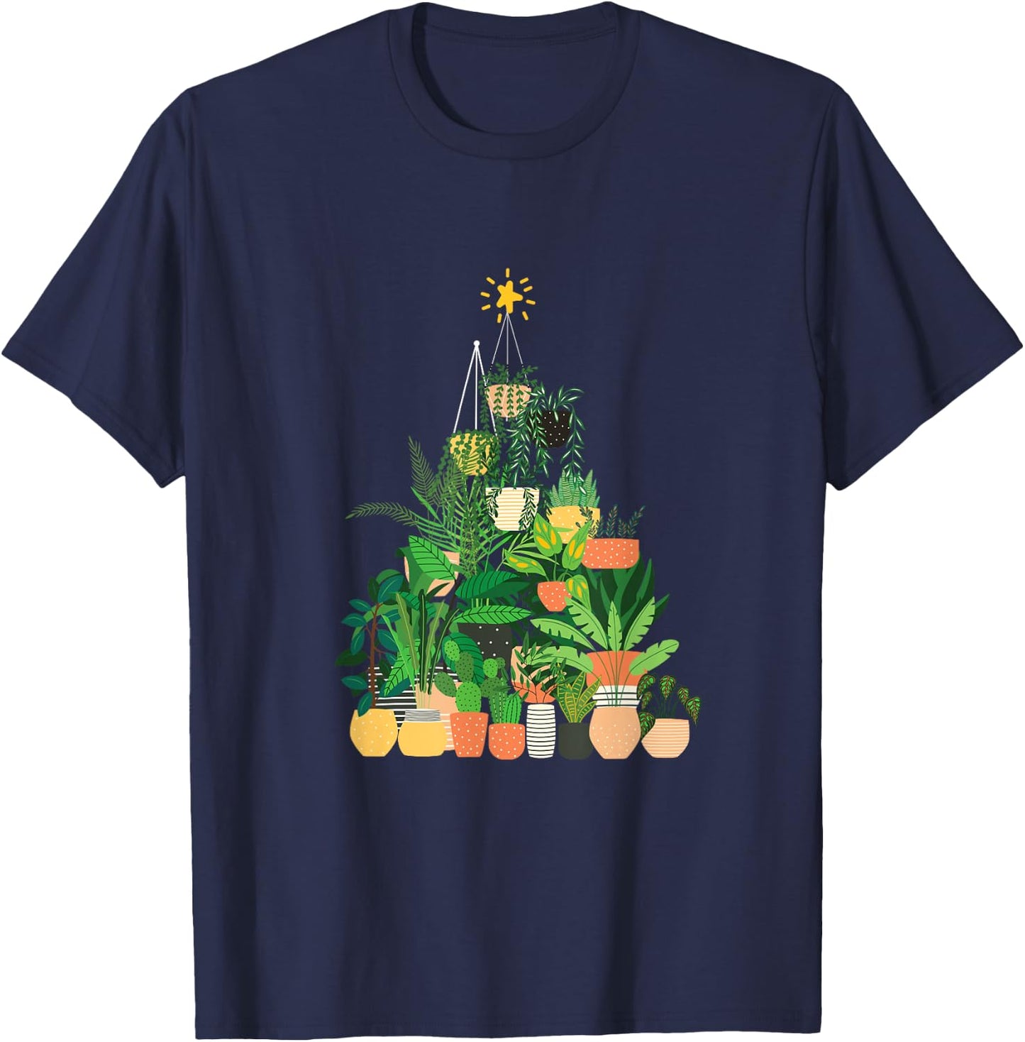 Gardening Potted Plant Christmas Tree T-Shirt - T-Shirt | Navy
