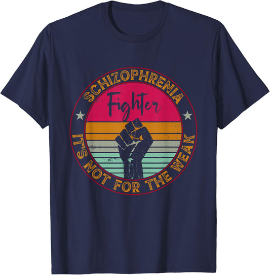 Vintage Schizophrenia Awareness Novelty Retro Schizophrenia Awareness , Adults, Teens, Retro Enthusiasts, Walkers - Black, Small, Short Sleeve, , Classic Fit, Cotton Blend T-Shirt - T-Shirt | Navy