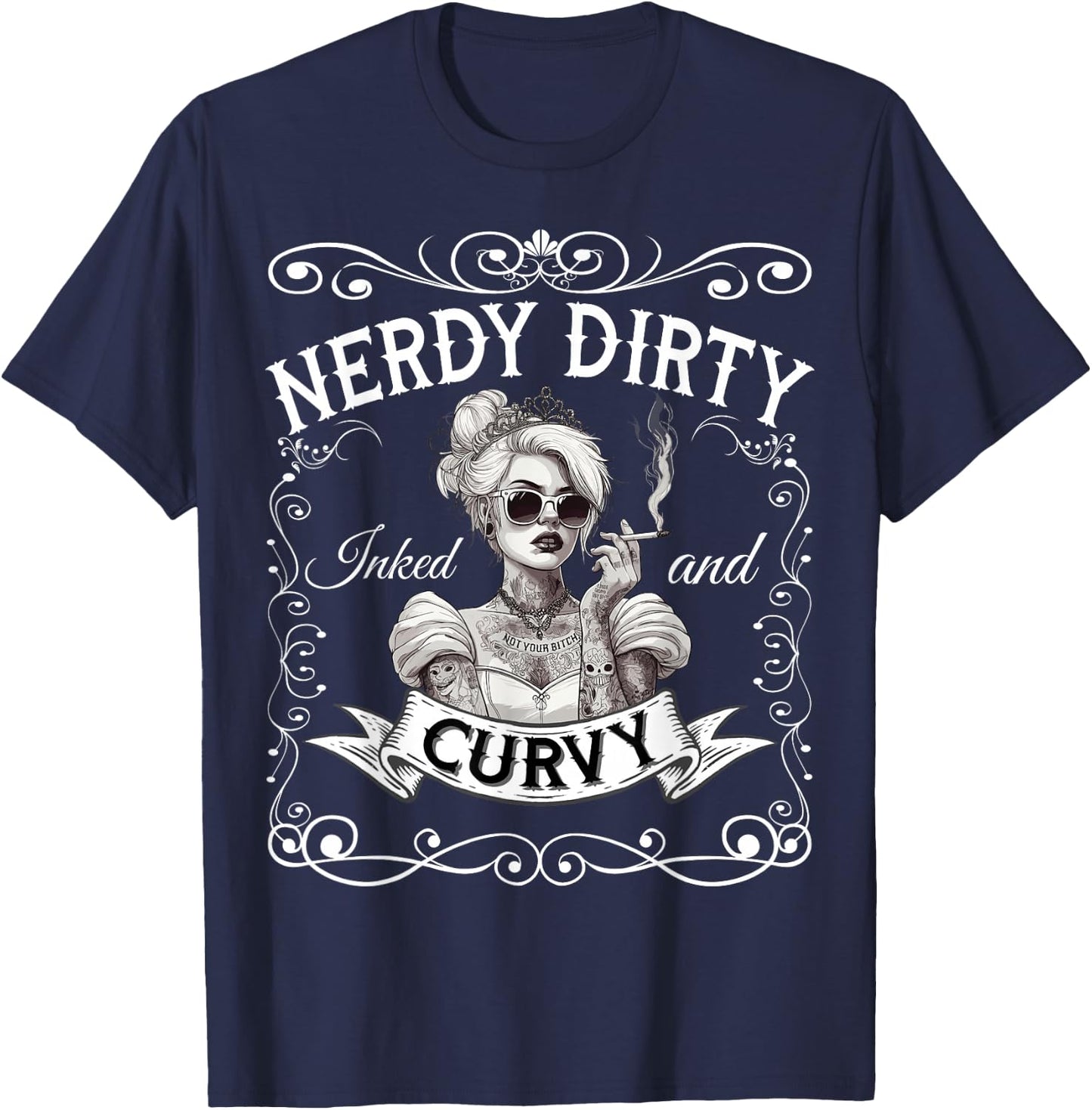 Princess Tattooed and Curvy , black T-Shirt - T-Shirt | Navy