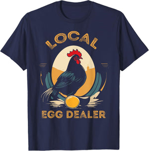 Local Egg Dealer Funny Bleached Chicken Lover Farm Farmer T-Shirt - T-Shirt | Navy