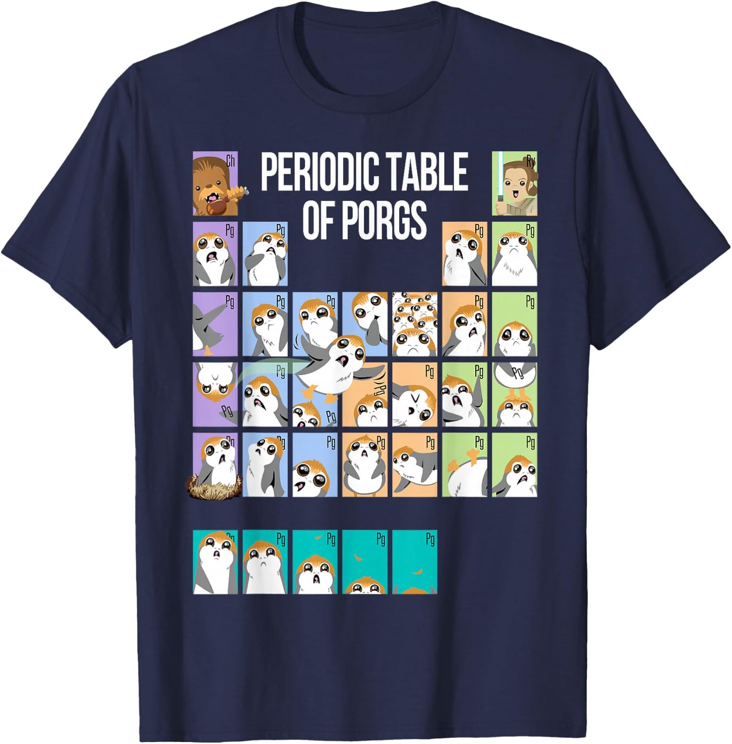 Star Wars Periodic Table Of Porgs Cute Group Shot T-Shirt - T-Shirt | Navy