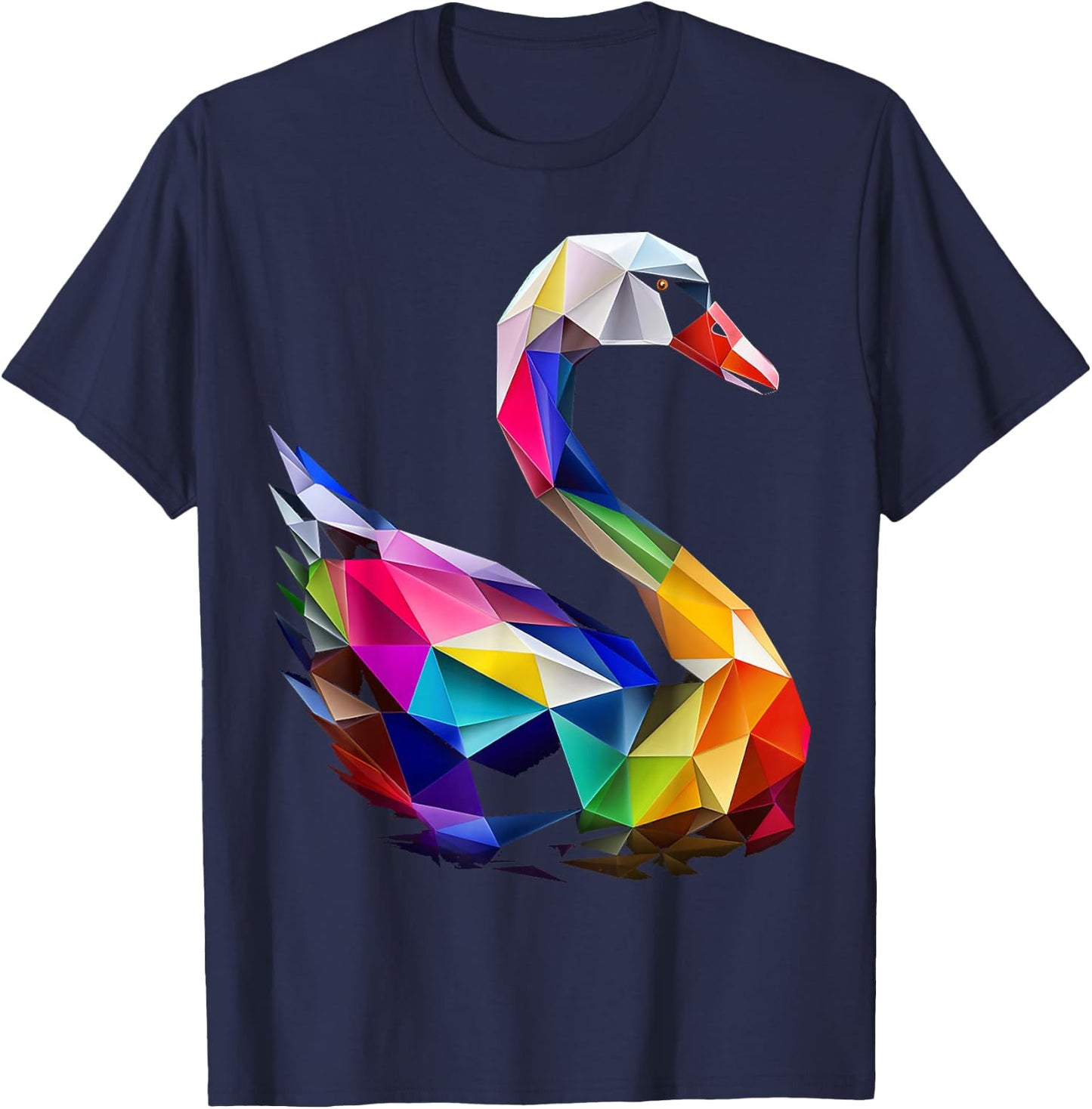 Schwan Bunte Vogelkunst Tier Polygon Grafik Schwan T-Shirt - T-Shirt | Navy