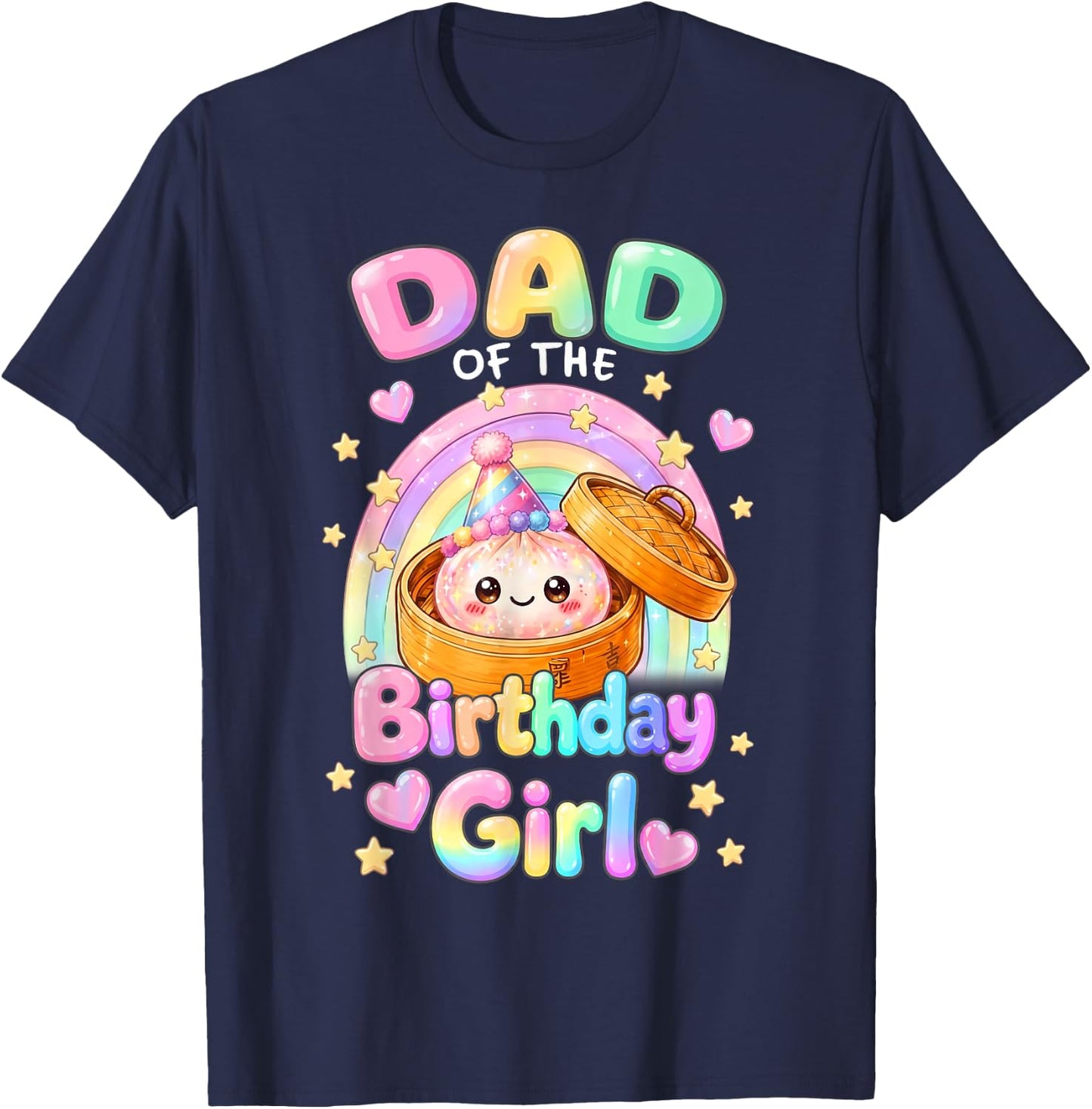 Dad of The Birthday Girl Kawaii Dumpling Squishy Matching T-Shirt - T-Shirt | Navy