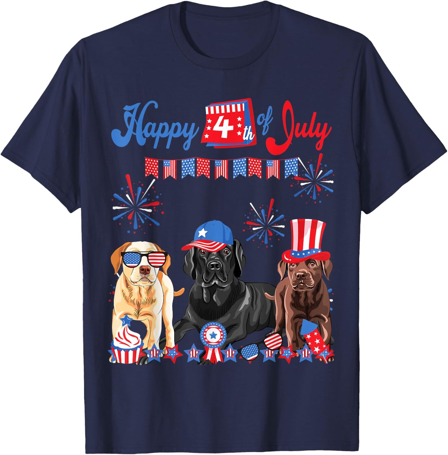 Labrador Independence Day Labrador 4th of July Women Kids Men T-Shirt - T-Shirt | Navy