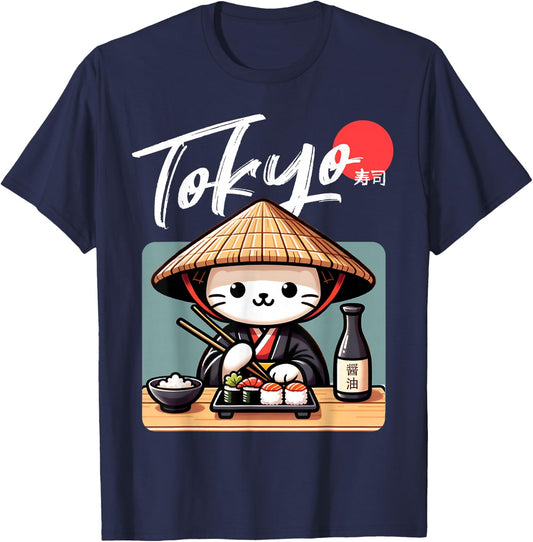 Sushi Cat Kawaii Japanisches Zeug für Katzenliebhaber Anime Tokyo T-Shirt - T-Shirt | Navy