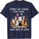 First We Steal Your Heart Cats Bed and Sofa T-Shirt - T-Shirt | Navy