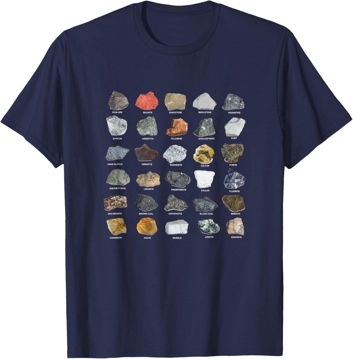 Ore Minerals Gemstones and Crystals Rock Collecting T-Shirt - T-Shirt | Navy
