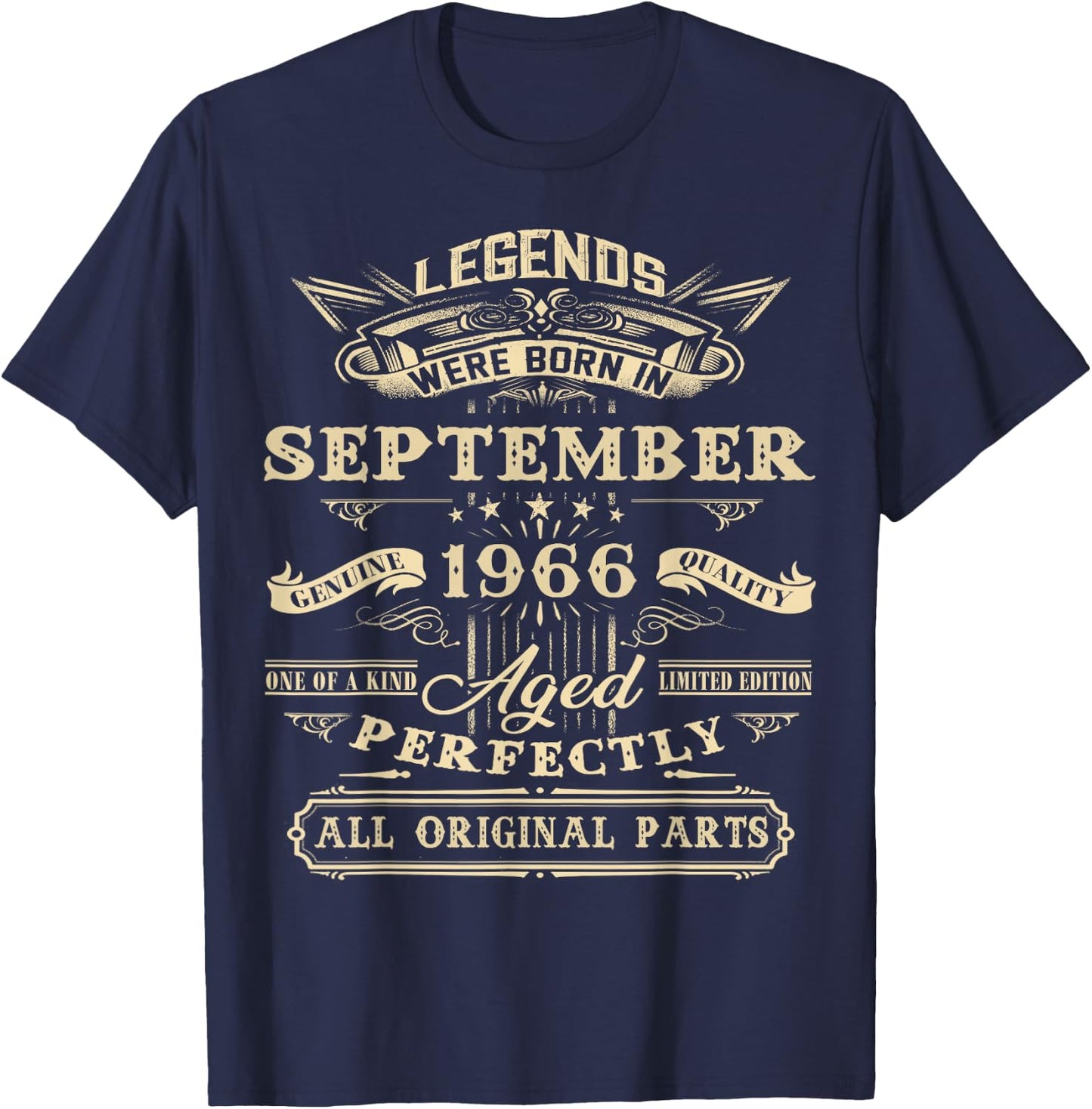 Legend Born In September 1966 60th Birthday 60 Years Old T-Shirt - T-Shirt | Navy