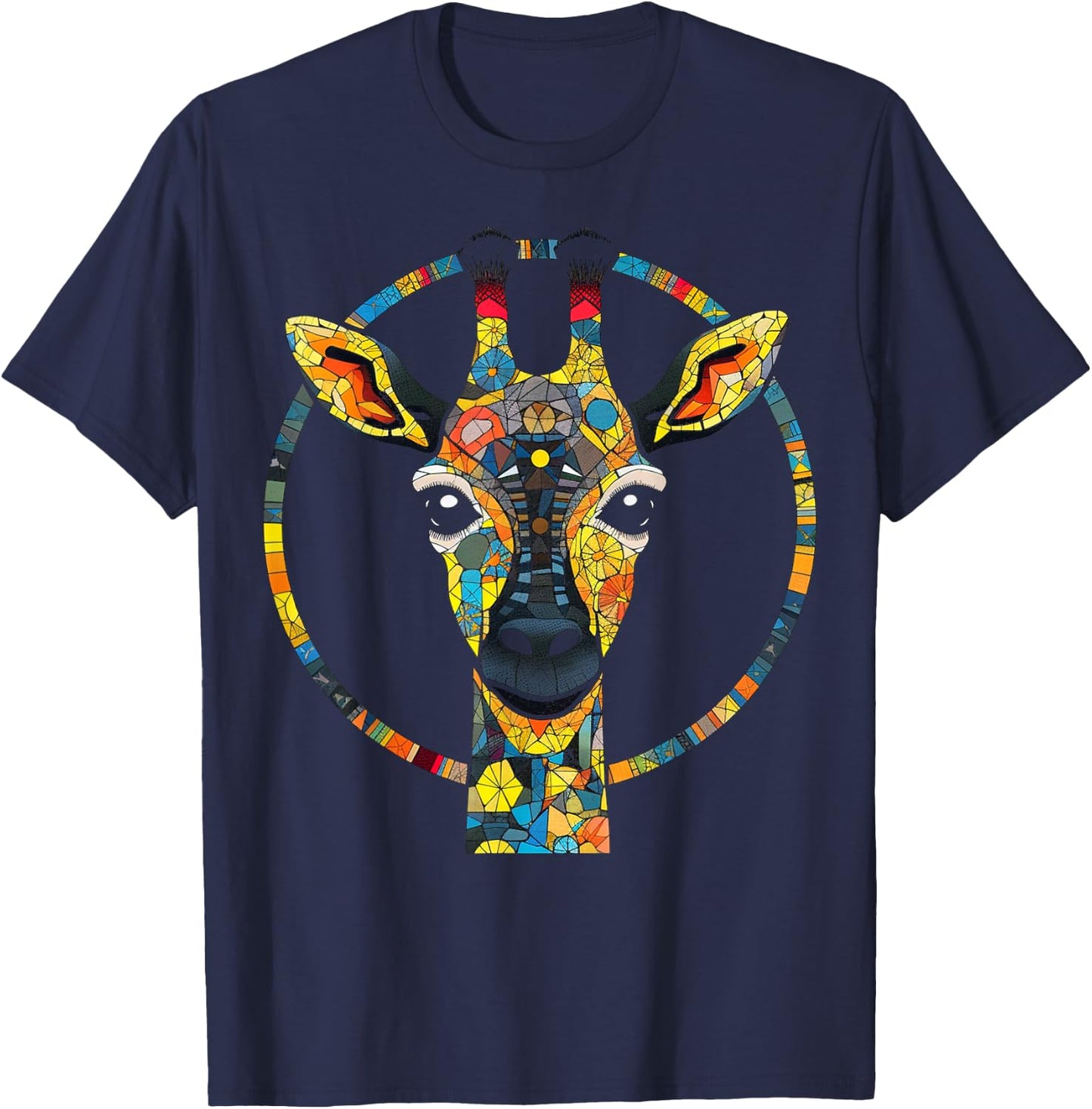 Giraffe Artwork Colourful Animals Zoo Giraffe T-Shirt - T-Shirt | Navy