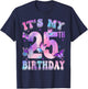It's My 25th Birthday Butterfly Theme 25 Year Old Party Girl T-Shirt - T-Shirt | Navy