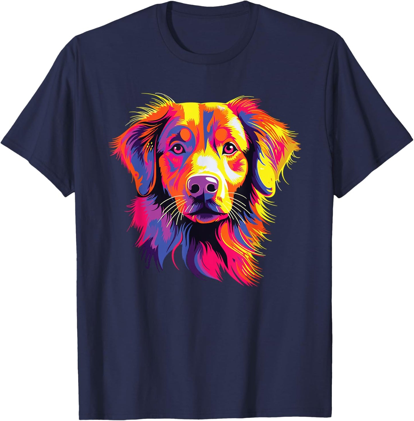 Watercolor Colorful Nova Scotia Duck Tolling Retriever Dog T-Shirt - T-Shirt | Navy