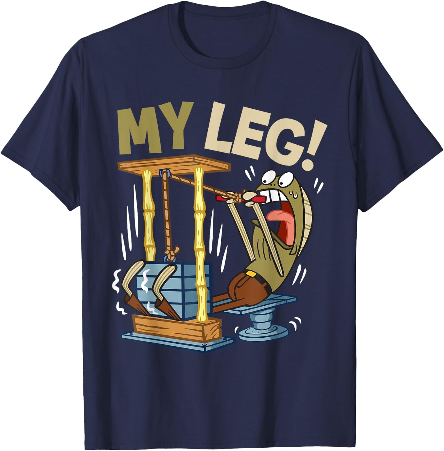 Mademark x SpongeBob SquarePants - My Leg Legs Day Weight Lifting Bodybuilding SpongeBob Gym T-Shirt - T-Shirt | Navy