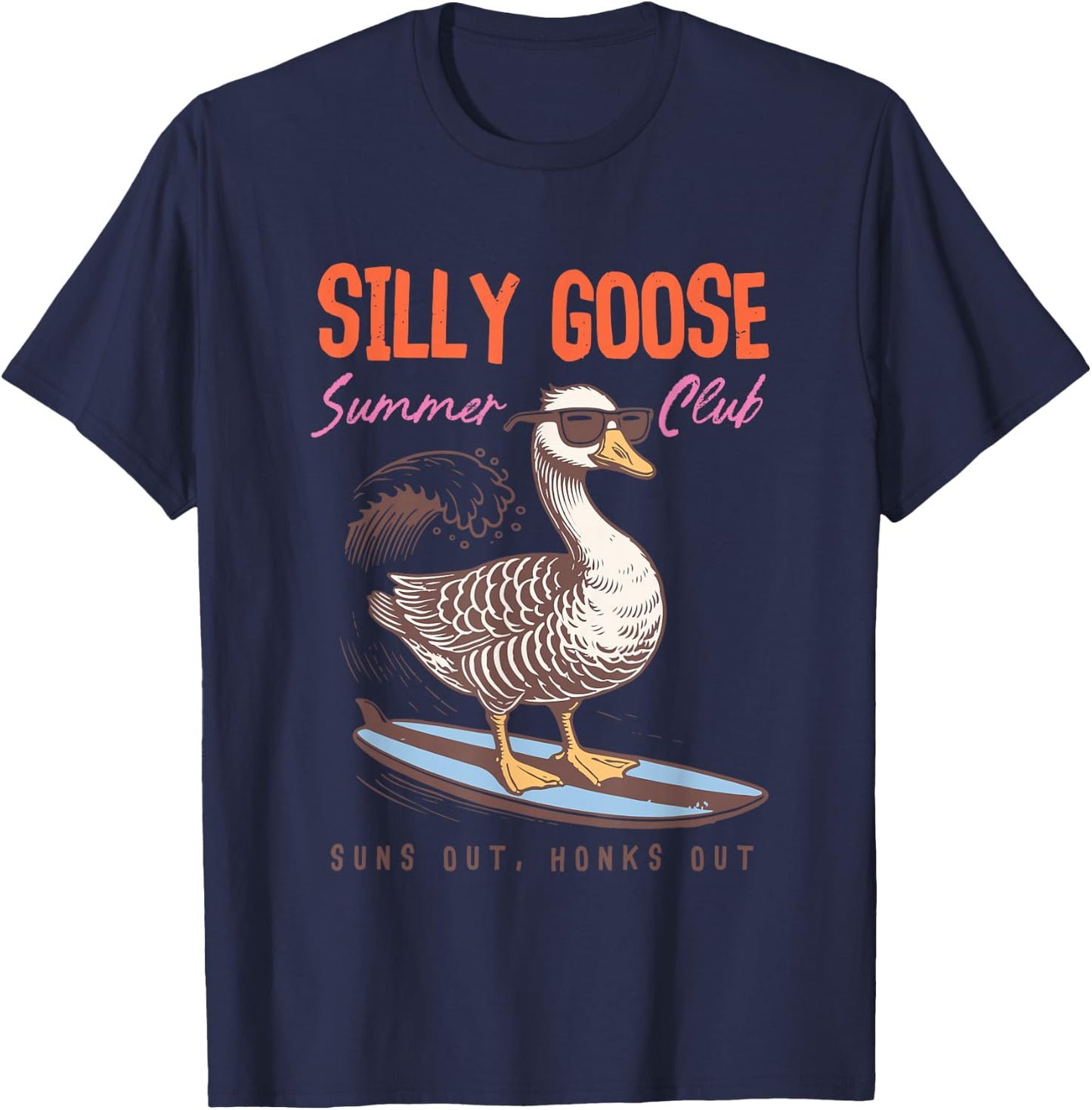 Silly Goose Summer Club Suns Out Honks Out T-Shirt - T-Shirt | Navy