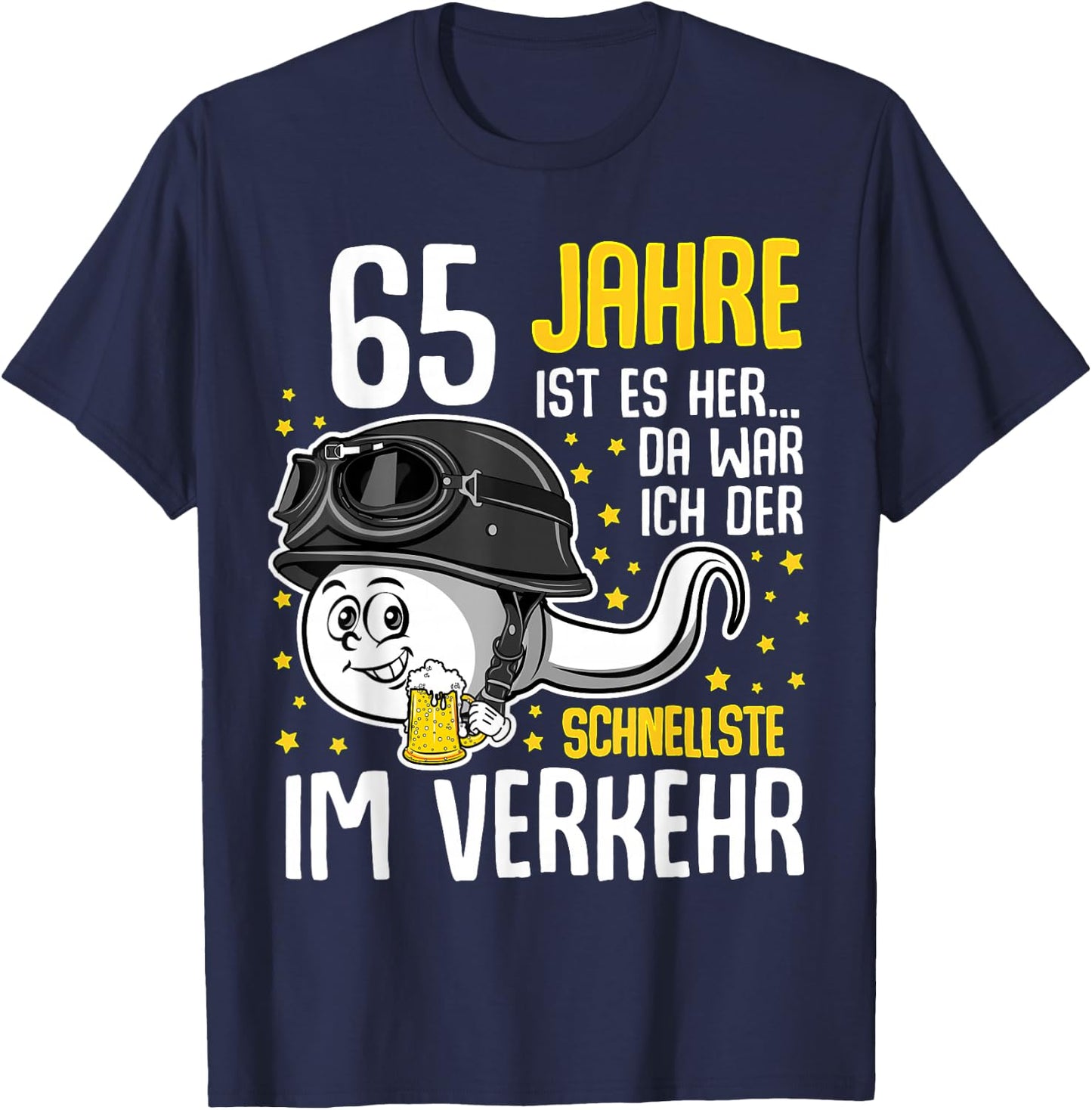 Men's "Vor 65 Jahren der Fastest in Traffic" 65th Birthday Man , black T-Shirt - T-Shirt | Navy