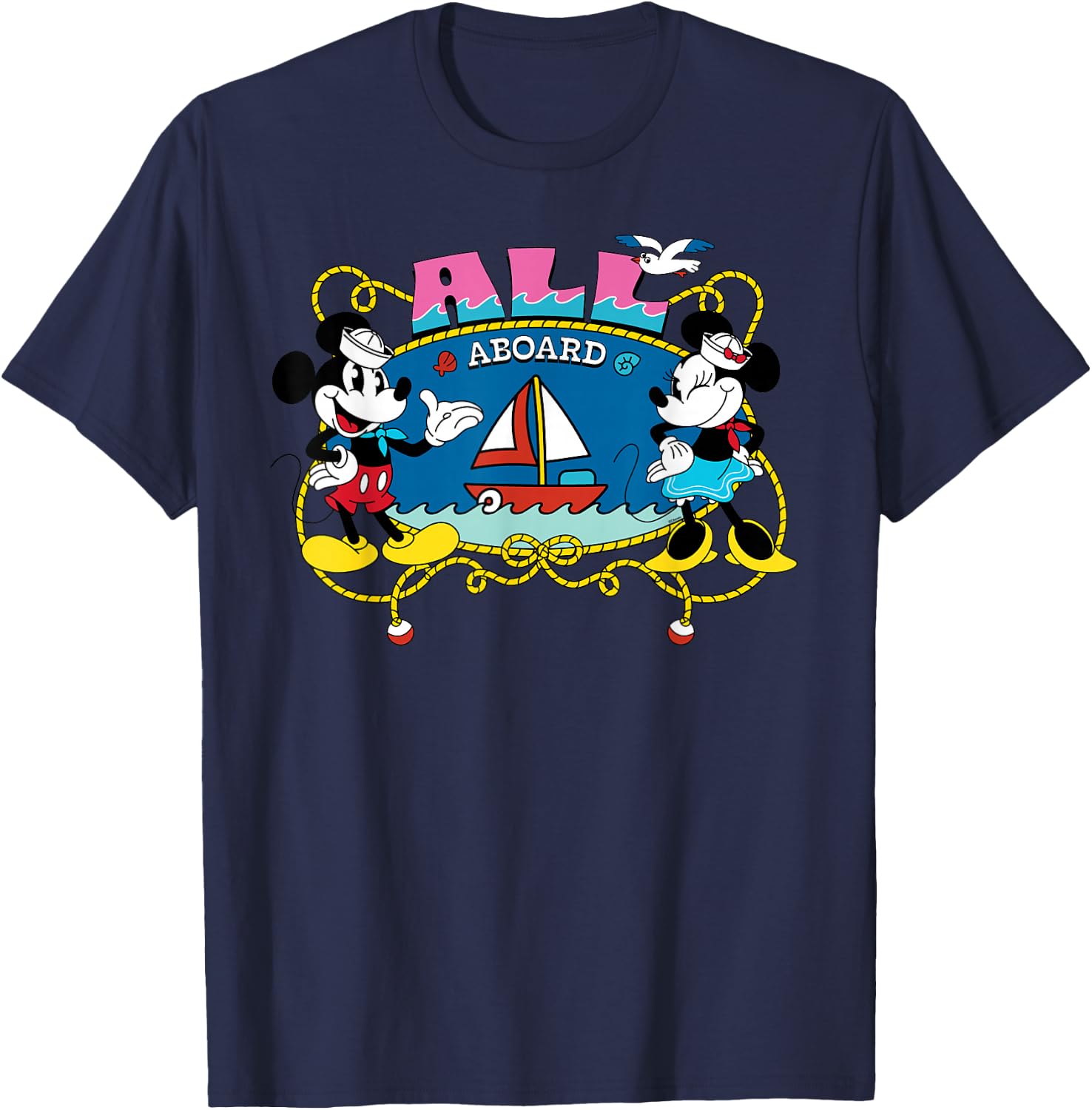 Disney Cruise Mickey & Minnie All Aboard Vacation Matching T-Shirt - T-Shirt | Navy