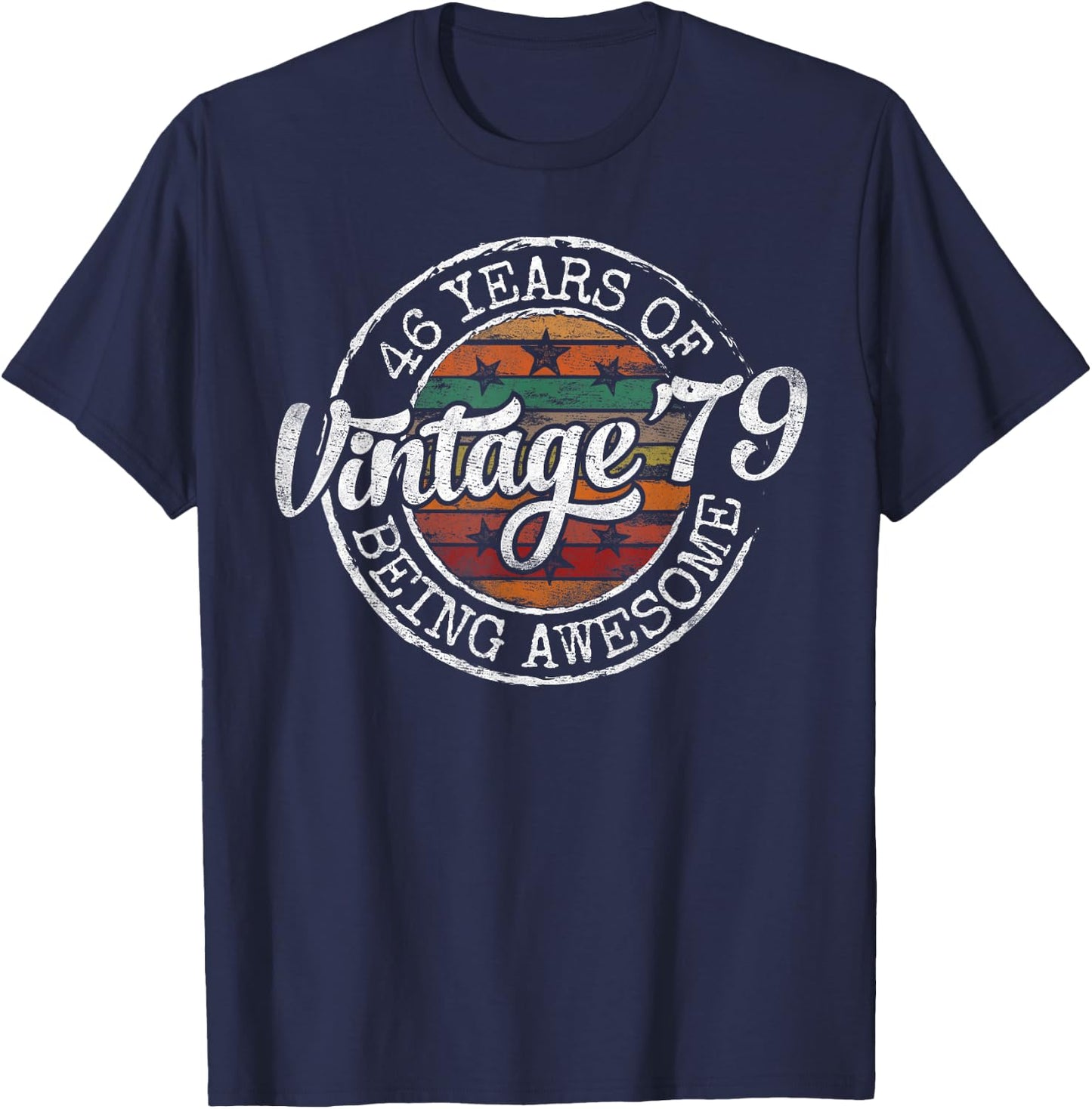 Vintage 1979 Bday Stamp 46th Birthday Gifts 46 Year Old T-Shirt - T-Shirt | Navy