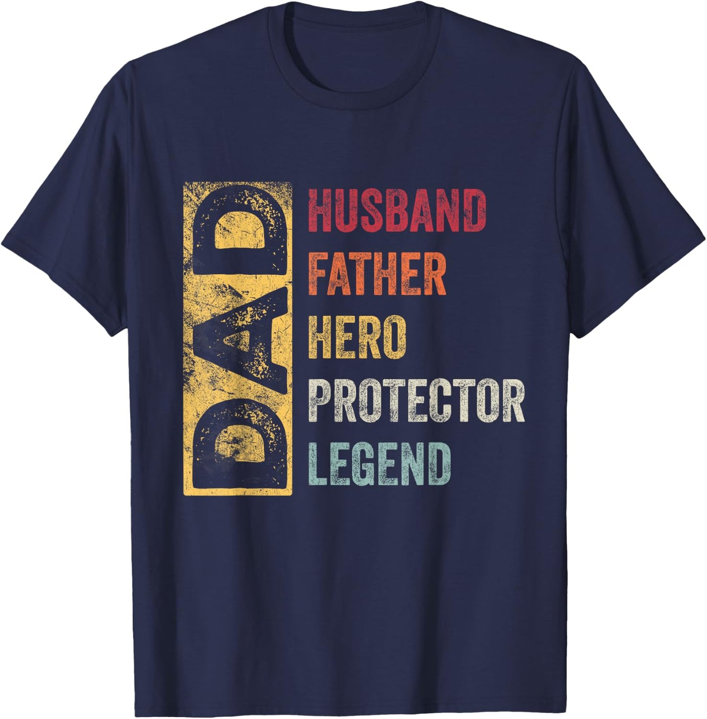 Retro Husband Father Hero Protector Legend Father Day Dad T-Shirt - T-Shirt | Navy