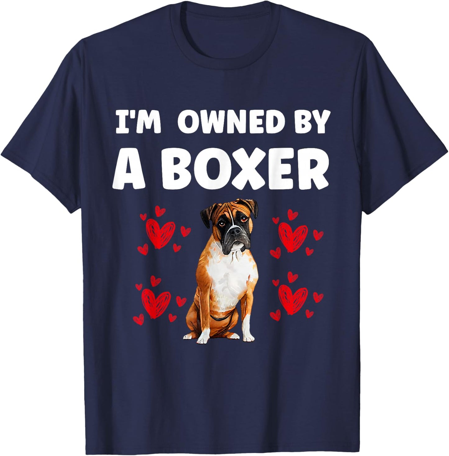 I Am Owned by a Boxer Dog T-Shirt - T-Shirt | Navy