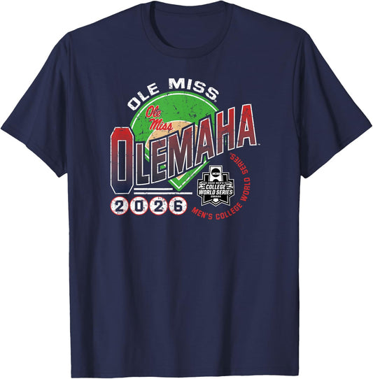 Mississippi Ole Miss Rebels CWS Baseball 2026 Olemaha T-Shirt - T-Shirt | Navy