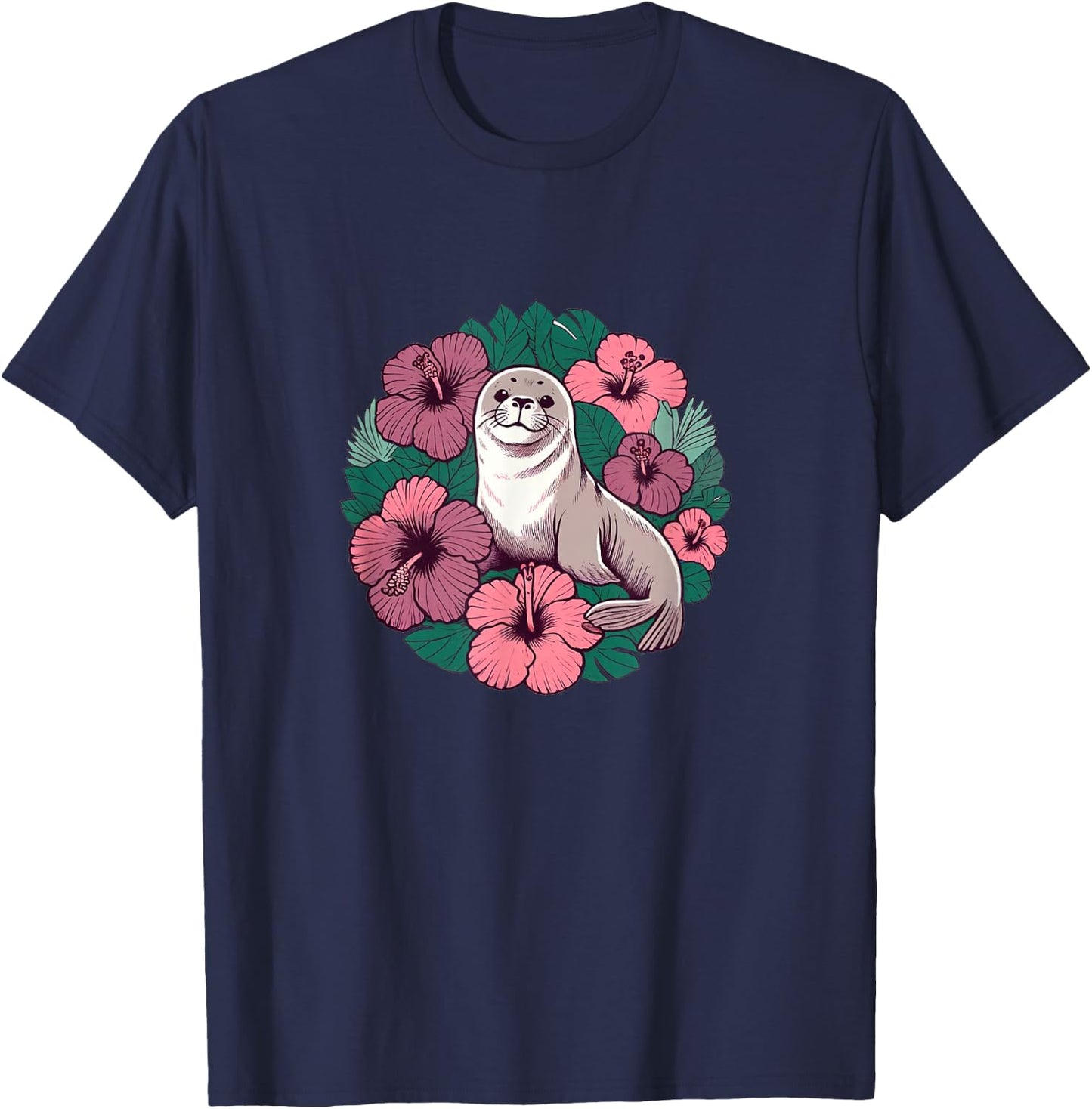 Retro Hawaii Hawaiian monk seal T-Shirt - T-Shirt | Navy