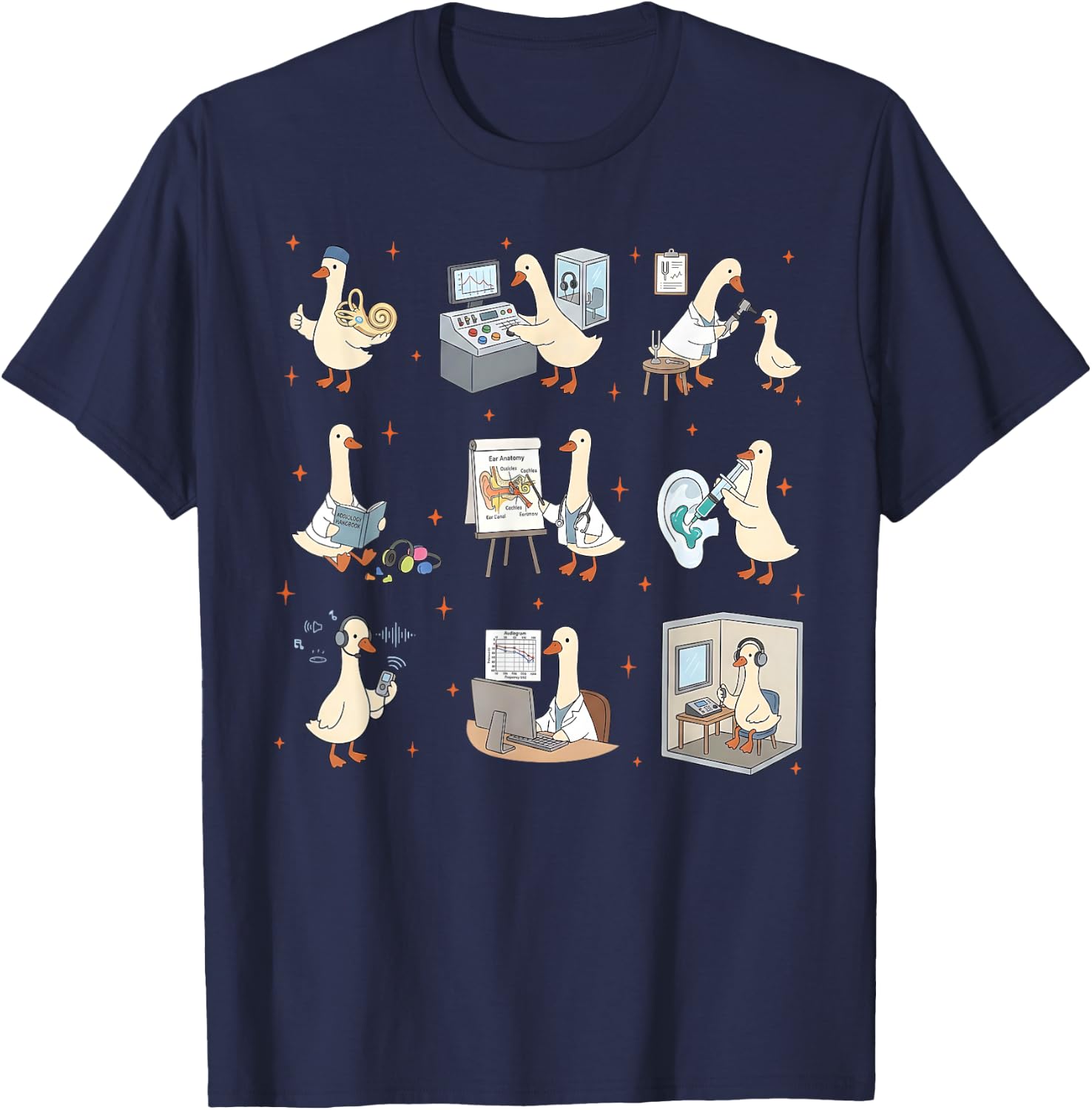 Audiologist Silly Goose ENT Doctor Hearing Aid Ossicle Nurse T-Shirt - T-Shirt | Navy