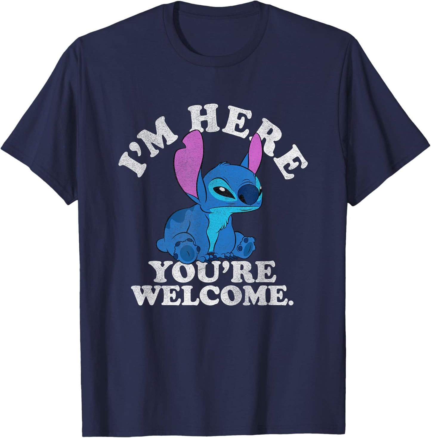 Disney Lilo & Stitch I'm Here You're Welcome T-Shirt - T-Shirt | Navy