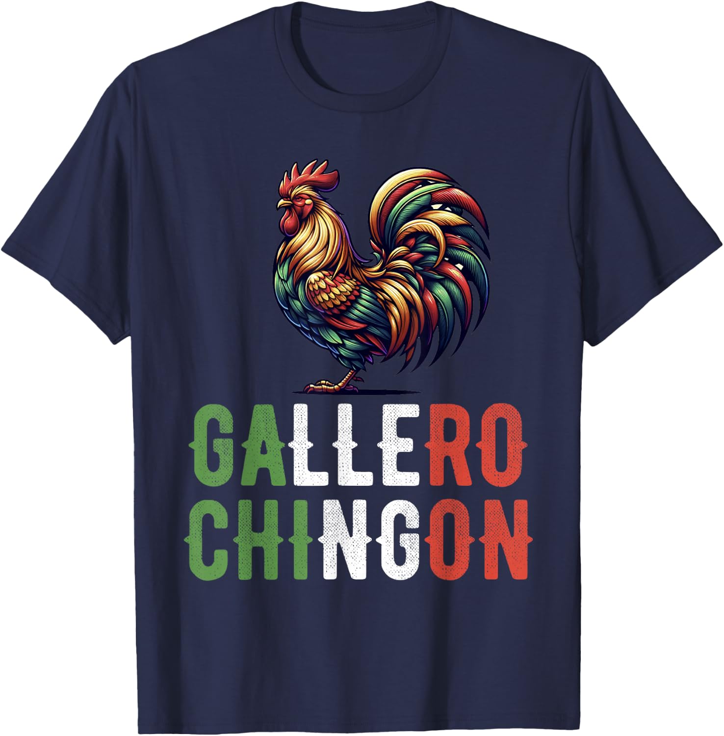 Gallero Mexicano Peleas Gallos Mexican Rooster T-Shirt - T-Shirt | Navy