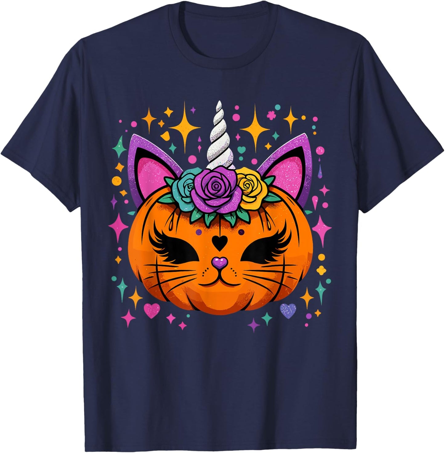 Unicorn Pumpkin Girls Halloween Costume T-Shirt - T-Shirt | Navy