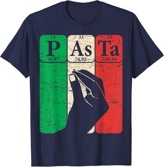 Italian Pasta Periodic Table Elements Italian Hand Gesture T-Shirt - T-Shirt | Navy