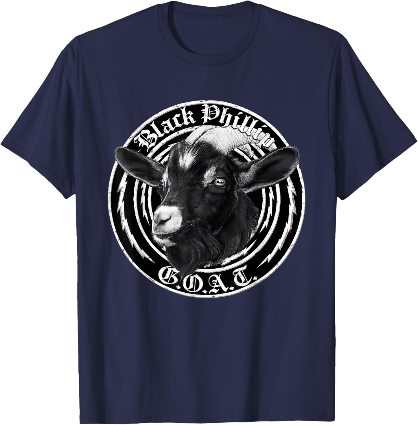 Threadless Laura Graves Black Phillip Goat Emblem Graphic T-Shirt - T-Shirt | Navy