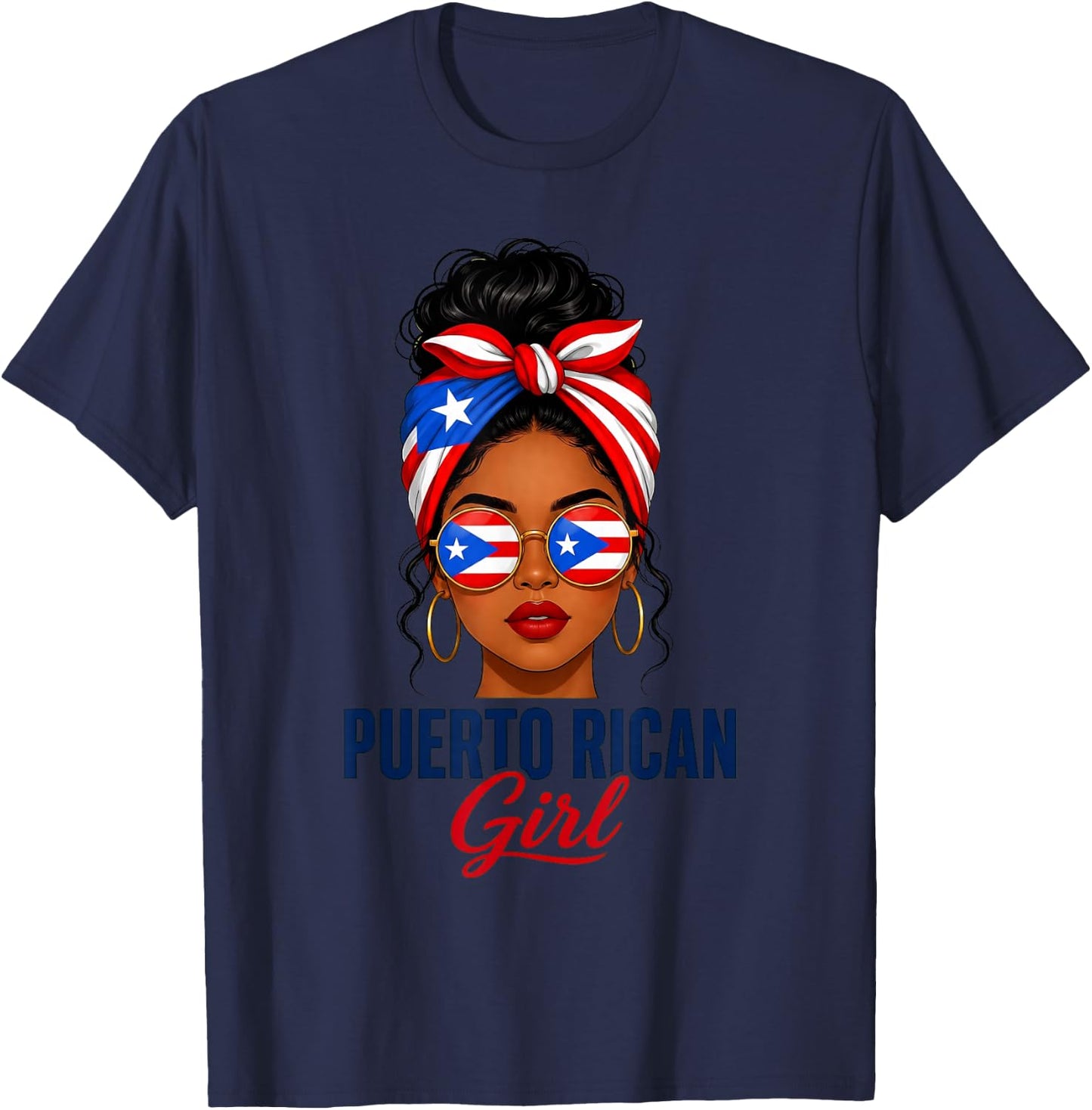 Puerto Rican Girl Puerto Rico Flag Pride Roots T-Shirt - T-Shirt | Navy