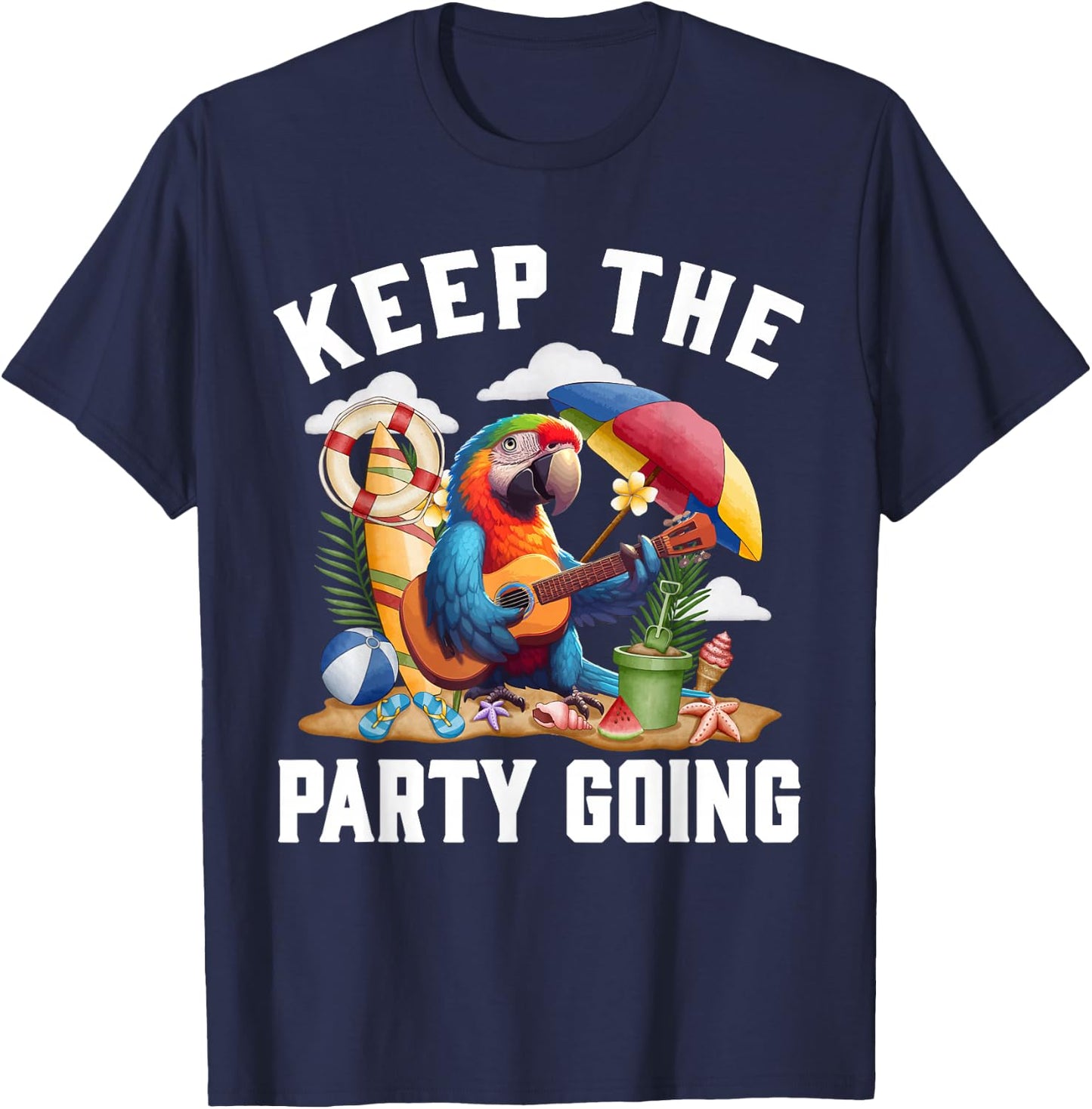 Keep the Party Going Funny Parrot Tribute , Small, Black T-Shirt - T-Shirt | Navy