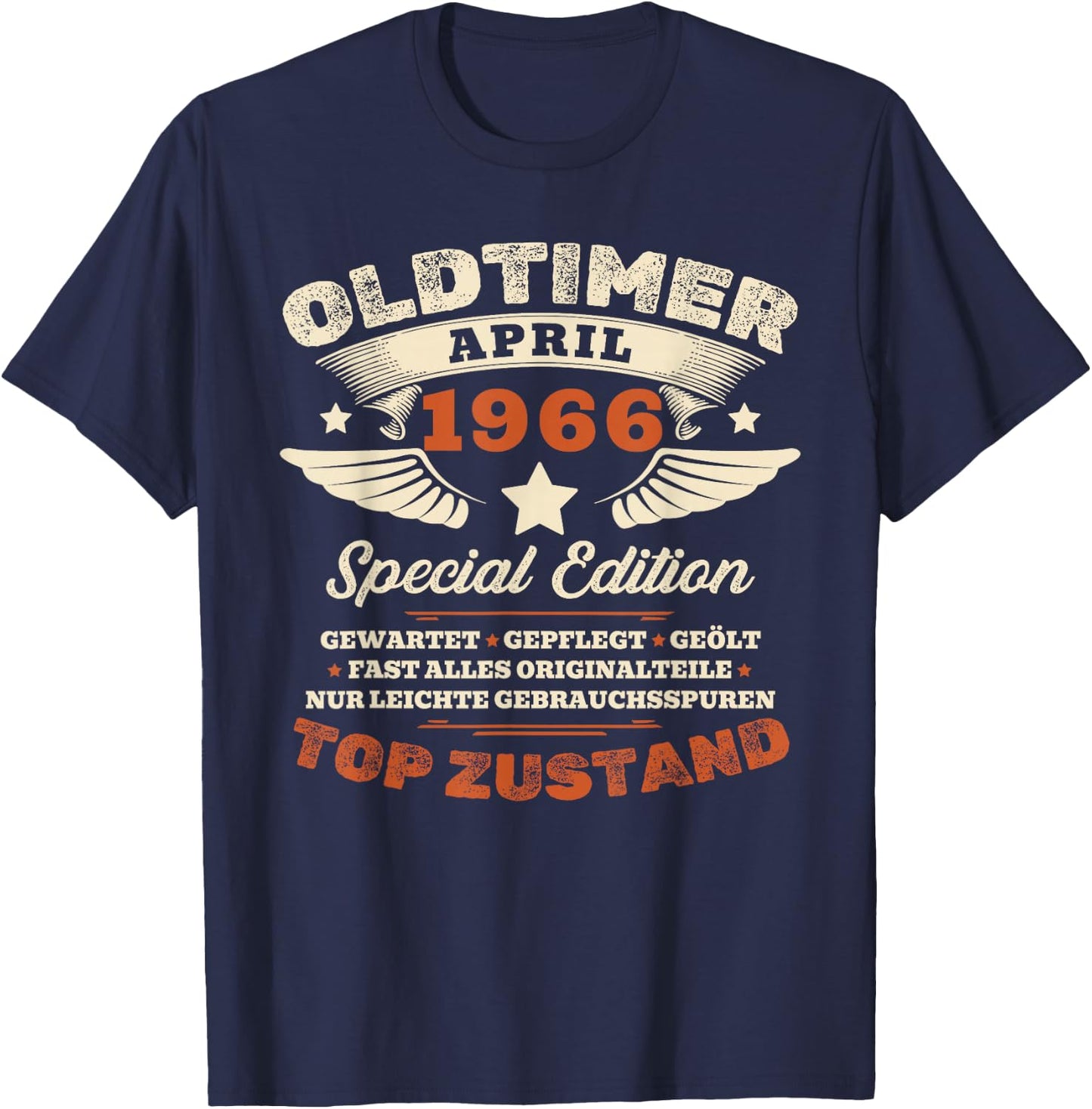 60. Geburtstag Geschenk Mann Oldtimer April 1966 60 Jahre T-Shirt - T-Shirt | Navy