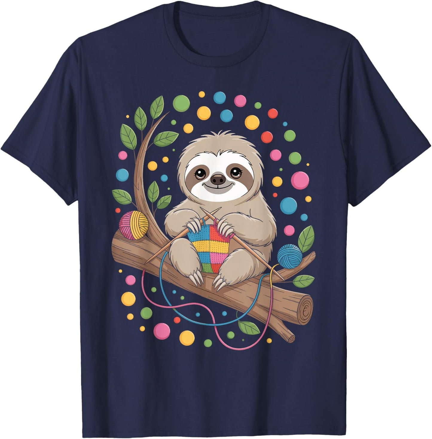 Sloth Knitting T-Shirt - T-Shirt | Navy