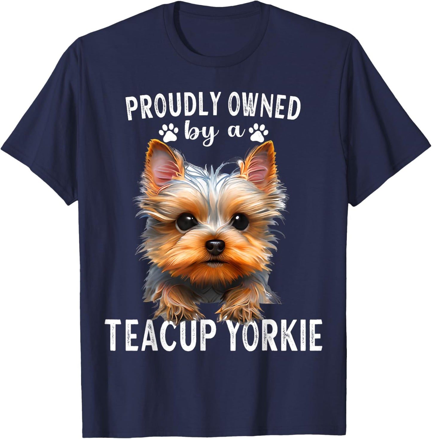 Teacup Yorkie Dad Collar Small Yorkshire Terrier Teacup T-Shirt - T-Shirt | Navy