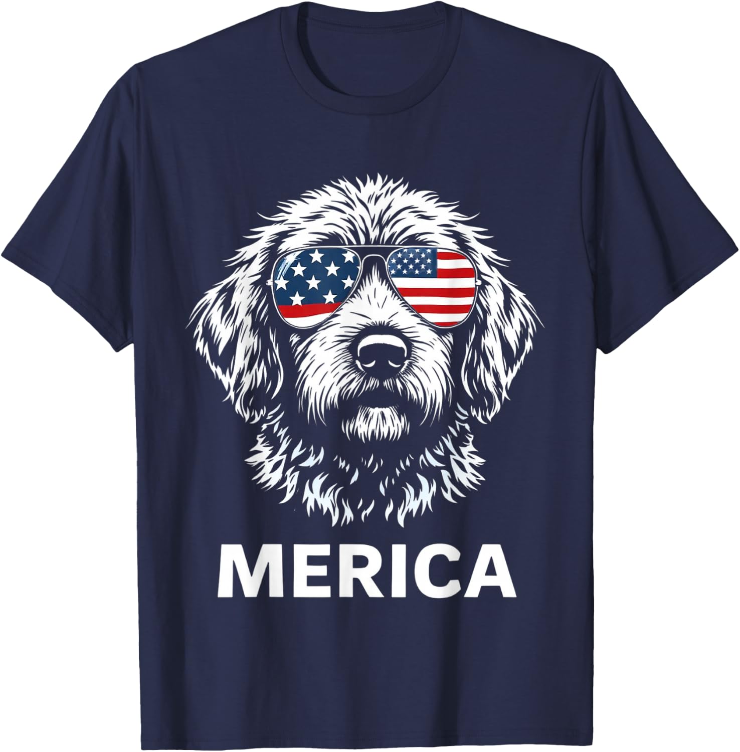 American Flag Merica Goldendoodle dog 4th Of July kids women T-Shirt - T-Shirt | Navy
